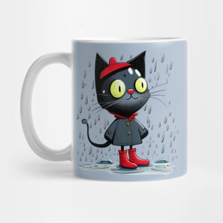 Black Cat Walksin the Rain Mug